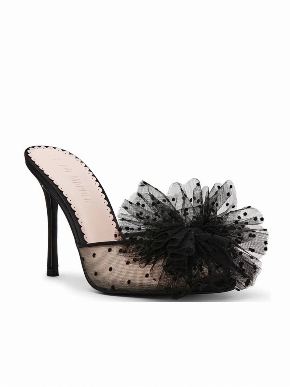 NIB! SOLD OUT! Steve Madden Black Mesh Bow Heels Pin Point Polka Dot Fluffy